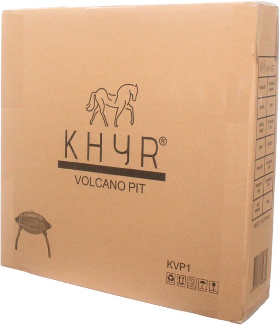Kartonnen verpakking van de KHYR Volcano Pit met logo en productinformatie.