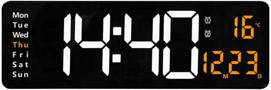 Horloge murale numérique 16 pouces, réveil LED, télécommande avec calendrier, affichage de la Date et de la température 12/24H – acheter les meilleurs produits dans la boutique en ligne