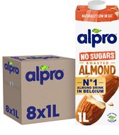 Alpro Drink Lait végétal d'amande sans sucre - Sans lactose et sans gluten - 8 x 1 L