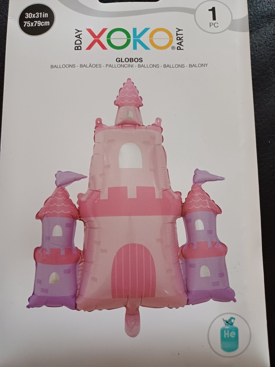 Folieballon prinsessenkasteel rose 75x79cm