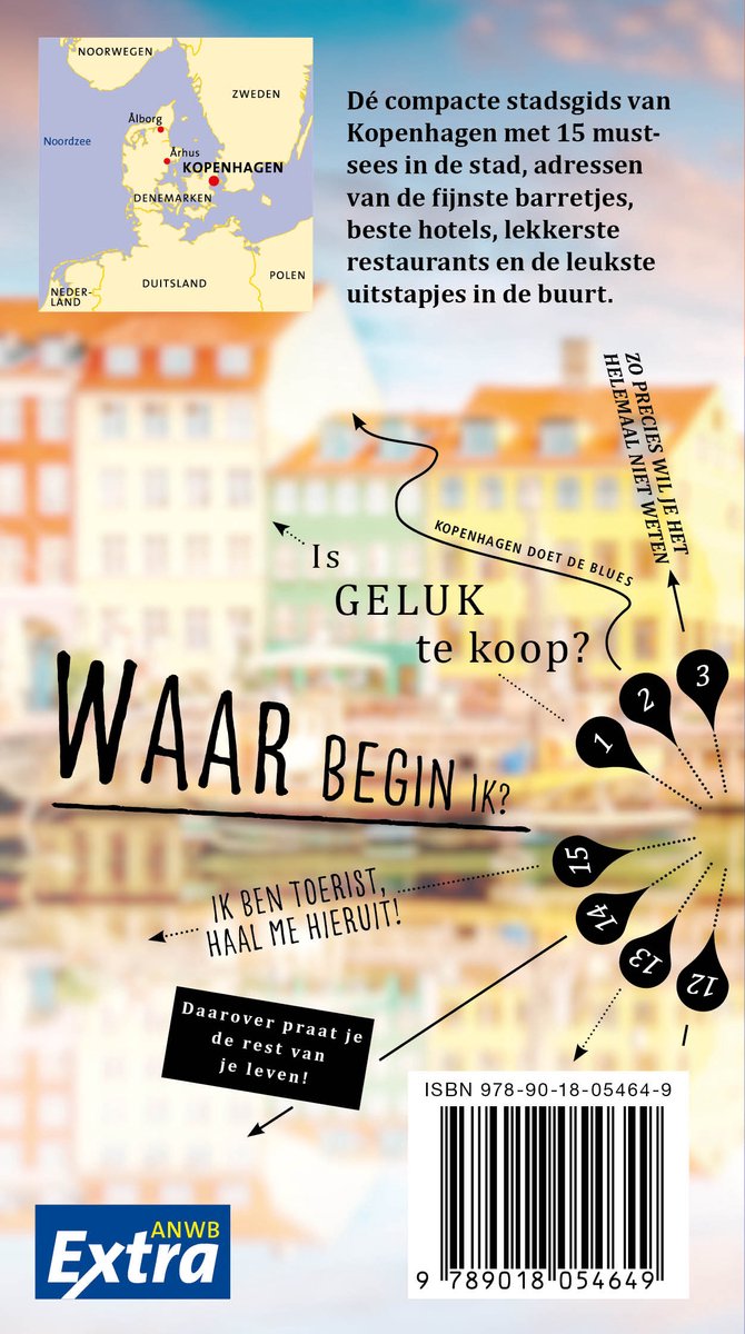 Couverture du livre avec une carte du Danemark et de Copenhague et le texte 'Le bonheur est-il à vendre? Par où commencer?'