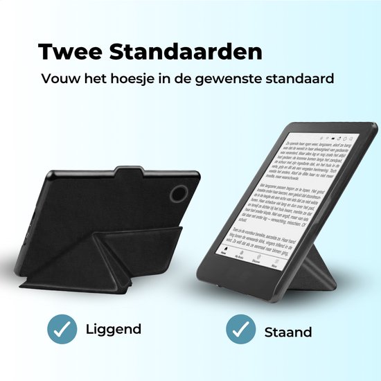 RENALUX - Hoesje Geschikt voor Kobo Clara BW E-Reader - Sleepcover Bookcase - Book Cover - Zwart van Merkloos — afbeelding 3