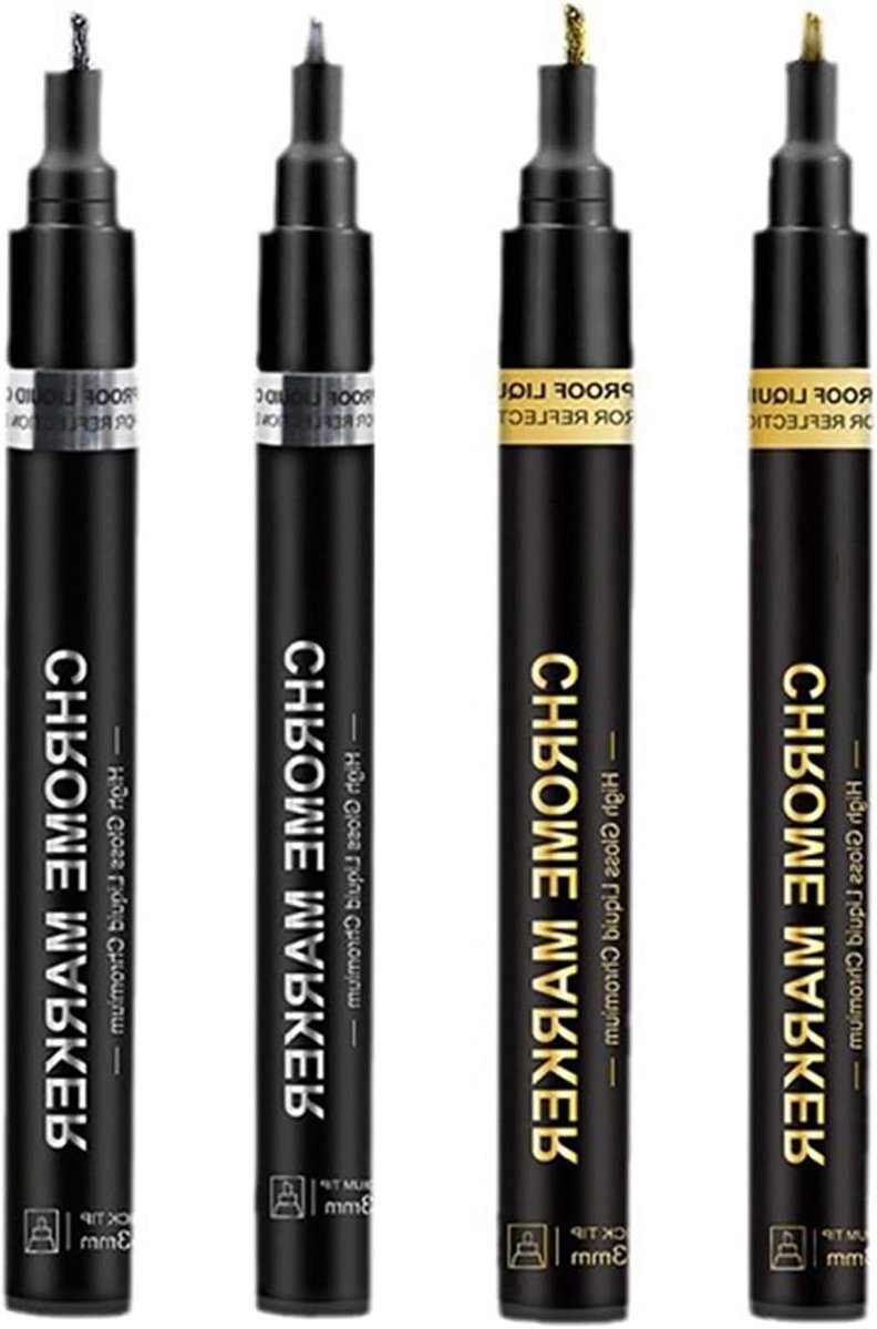 Allecto Plus - Metallic Chroommarker 4 stuks - Permanente Marker Set voor Epoxyhars - Reflecterende Chroom Kleurstiften