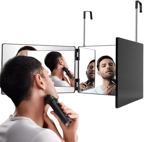 Dutchers® Professional Selfcut Mirror - Miroir de coiffure - 360 degrés - Miroir triptyque pliable - Miroir de porte de Maquillage - Self Cut - Multimirror