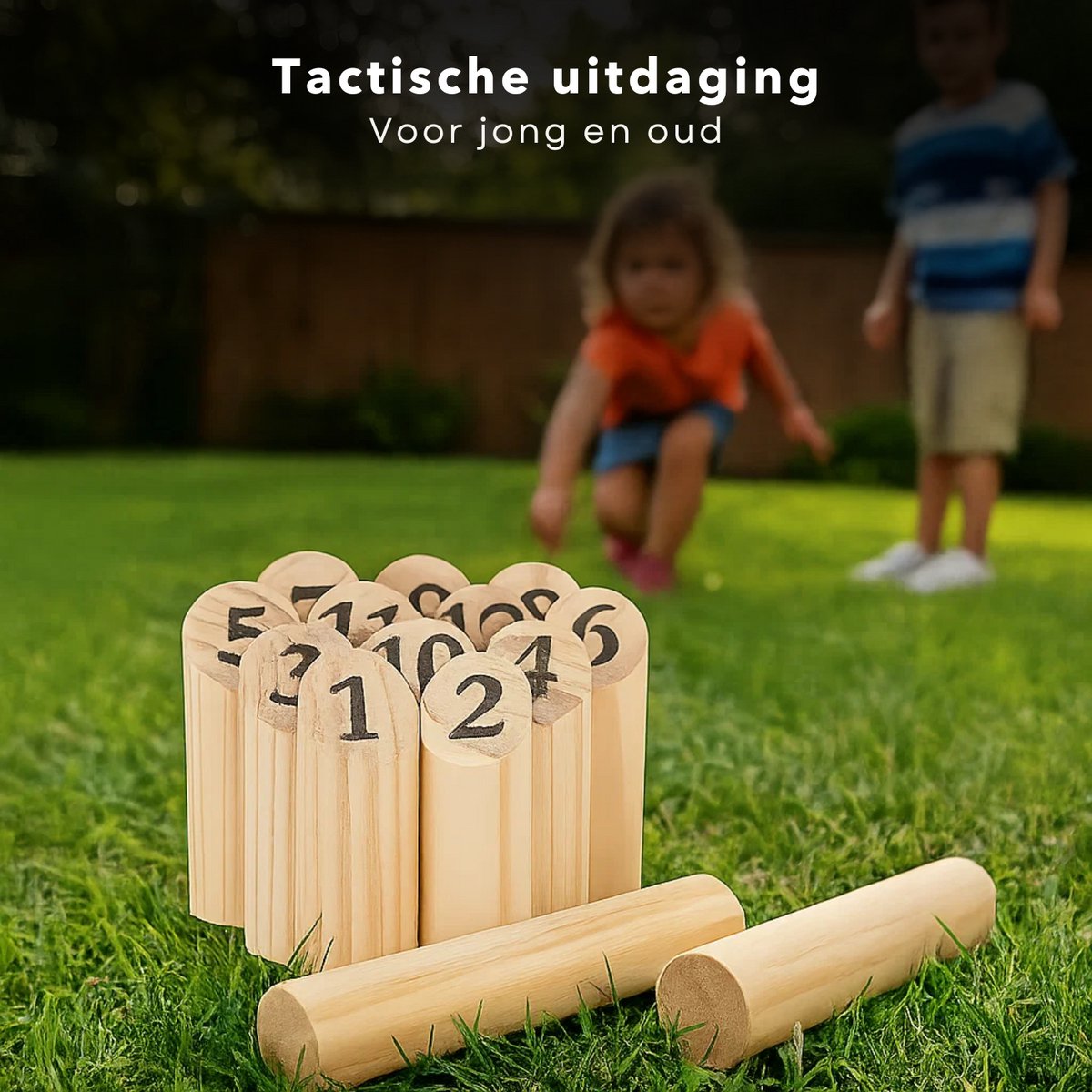 Cheqo® Houten Werp Spel - Kubb Spel - Fins Werpspel - 13-Delig Werpspel - Voor Tuin en Park - Massief Hout — afbeelding 5