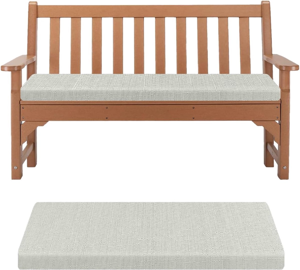 Bankkussen - Afneembaar Stoelkussen voor Eetbank en Tuinbank - 1 stuk - Beige - 120x40x5 cm