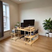 Bol.com City of Wood - Houten bureau met vijf planken - veelzijdige bijzettafel voor thuiskantoor - Begie aanbieding
