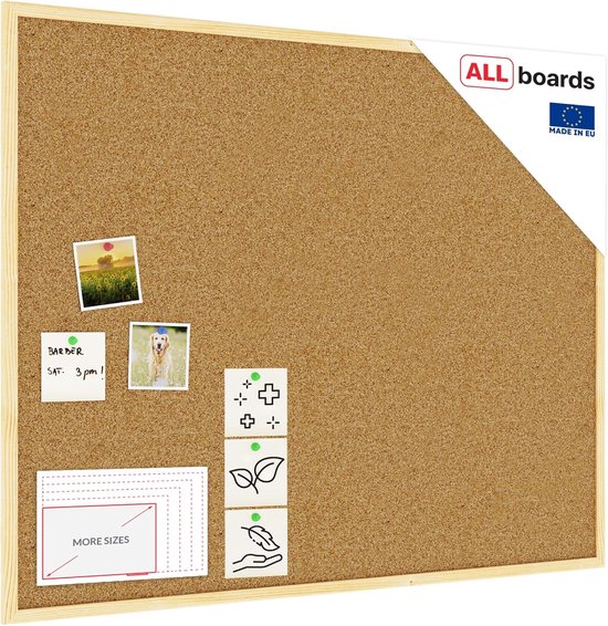ALLboards Pin board with wooden frame 100x80 cm cork board
