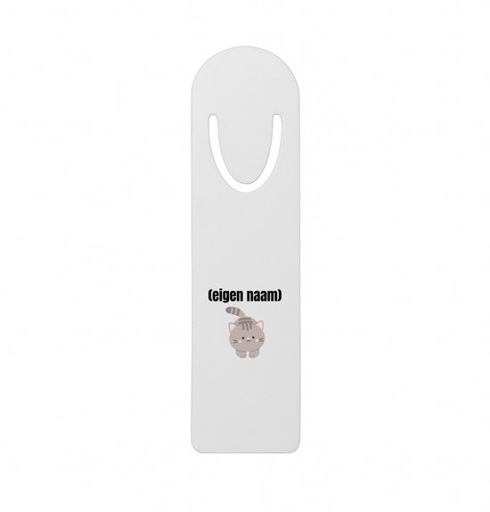 Hacebo® - kat met eigen naam metalen boekenlegger - Katten - katten liefhebbers - iemand die houdt van katten - verjaardag - cadeau - kado Bladwijzer boekenleggers - 12.7 cm x 3.2cm