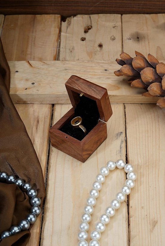 Ringdoosje voor bruiloft, fluwelen ringendoos met gouden