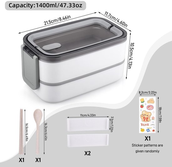 Brabantia Make & Take Bento Lunchbox, Groot, Uitneembare Vakjes voor