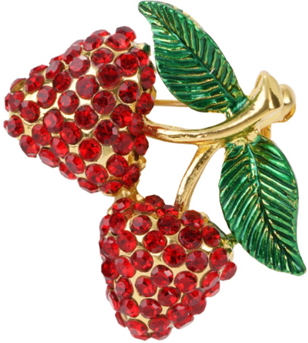 Broche cherry - kersjes - glitter - sierspeld