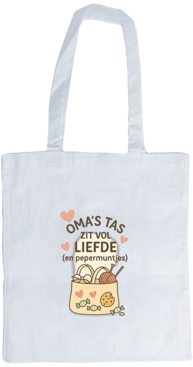 Canvas tas - Oma’s tas zit vol liefde - blauw - oma cadeau