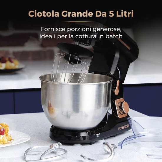 RFWR® 3-in-1 Stand Mixer 1000W met 6 Snelheden en Puls Instelling - Roze Goud van RFWR — afbeelding 4