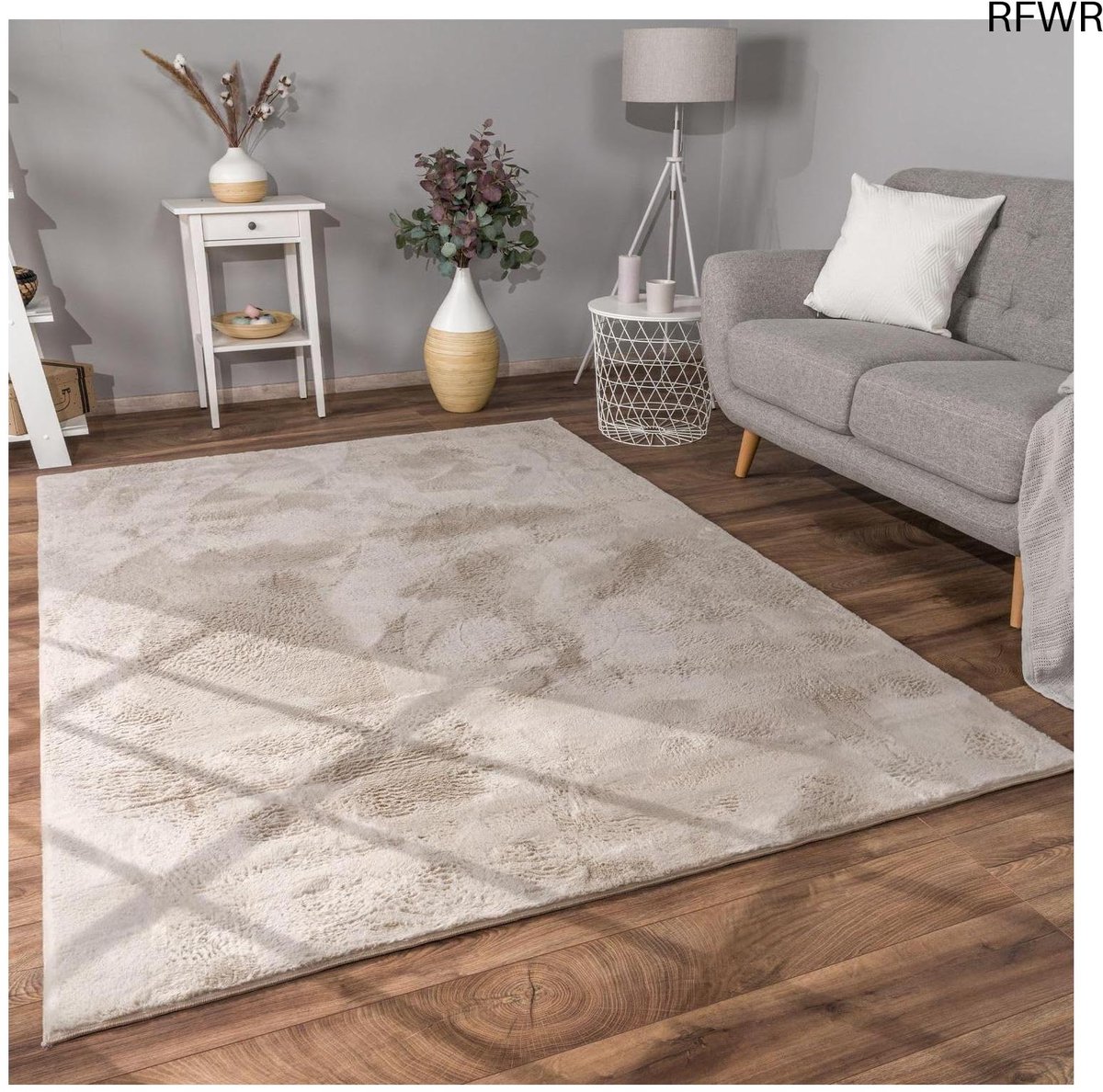 RFWR® Hoogpolig Tapijt Modern Effen Kleur Beige 160x220 cm