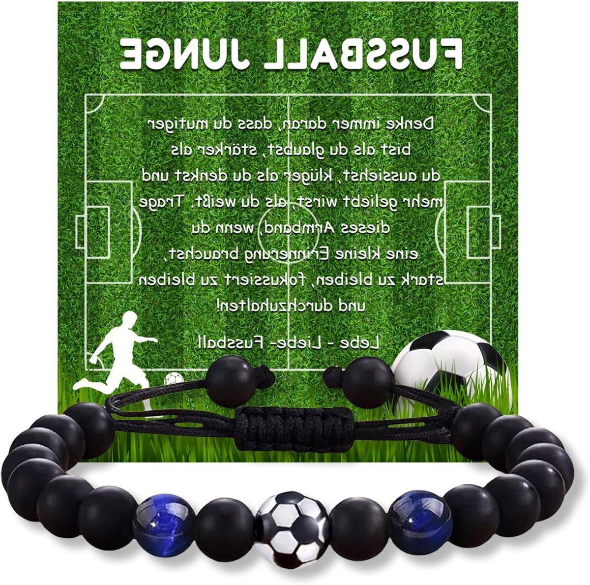 Voetbal Cadeaus Jongens - Tijgeroog Verstelbare Armbanden - Ideeën voor Zoon of Broer - Voetbalfan Geschenken