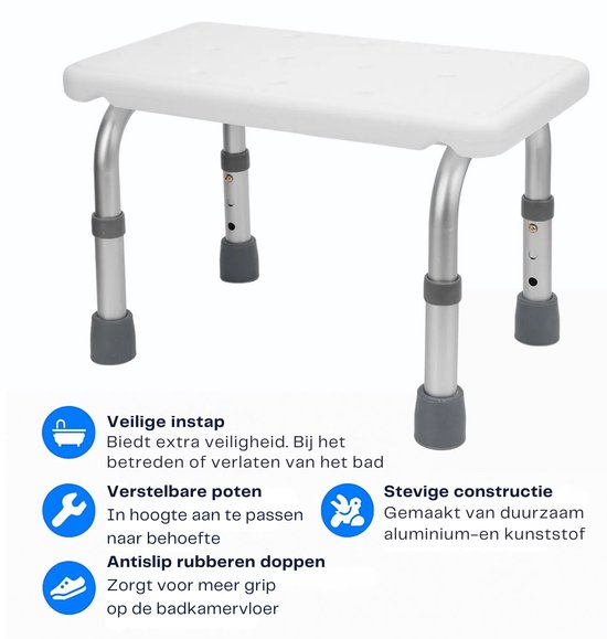 VOKA Bad Instaphulp - Badkamer krukje - Bad opstapje - Opstapje - Douche Krukje - kruk - Verstelbaar - Bad instaphulp - Uitstap hulp Bad- Douche stoel - hoogteverstelbaar - antislip Badopstapje van Merkloos — afbeelding 4