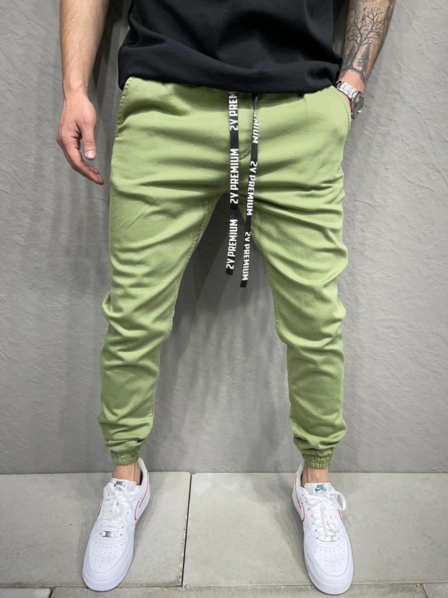 COOFANDY Zomerbroek voor heren, katoen, lichte broek, elastisch trekkoord, effen, lang, casual, licht, Licht Khaki, L