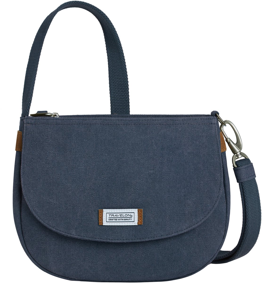 Travelon Heritage Anti-diefstal Saddle Crossbody Tas – Indigo - Crossbody met RFID, snijbestendige band en vergrendelbare ritsen