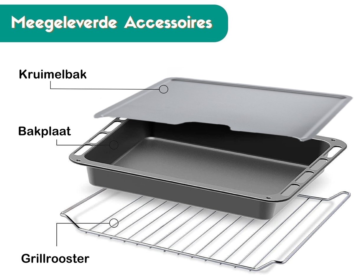 Merkador Mini Vrijstaande Oven - 25 Liter - 1500 Watt - Hetelucht - Kruimelbak - Grijs / Zwart - Mini Oven – foto 6