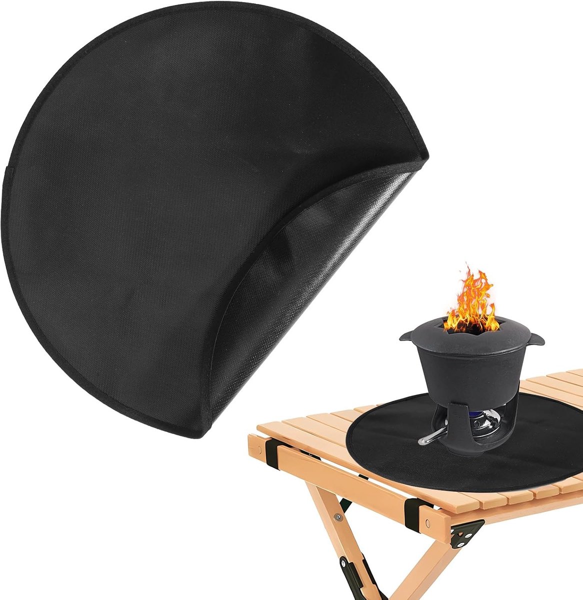Tapis Rond Ignifuge 120 Cm Pour Brasero Et Barbecue - Protection Anti-feu Pour Terrasse Et Sol - 12