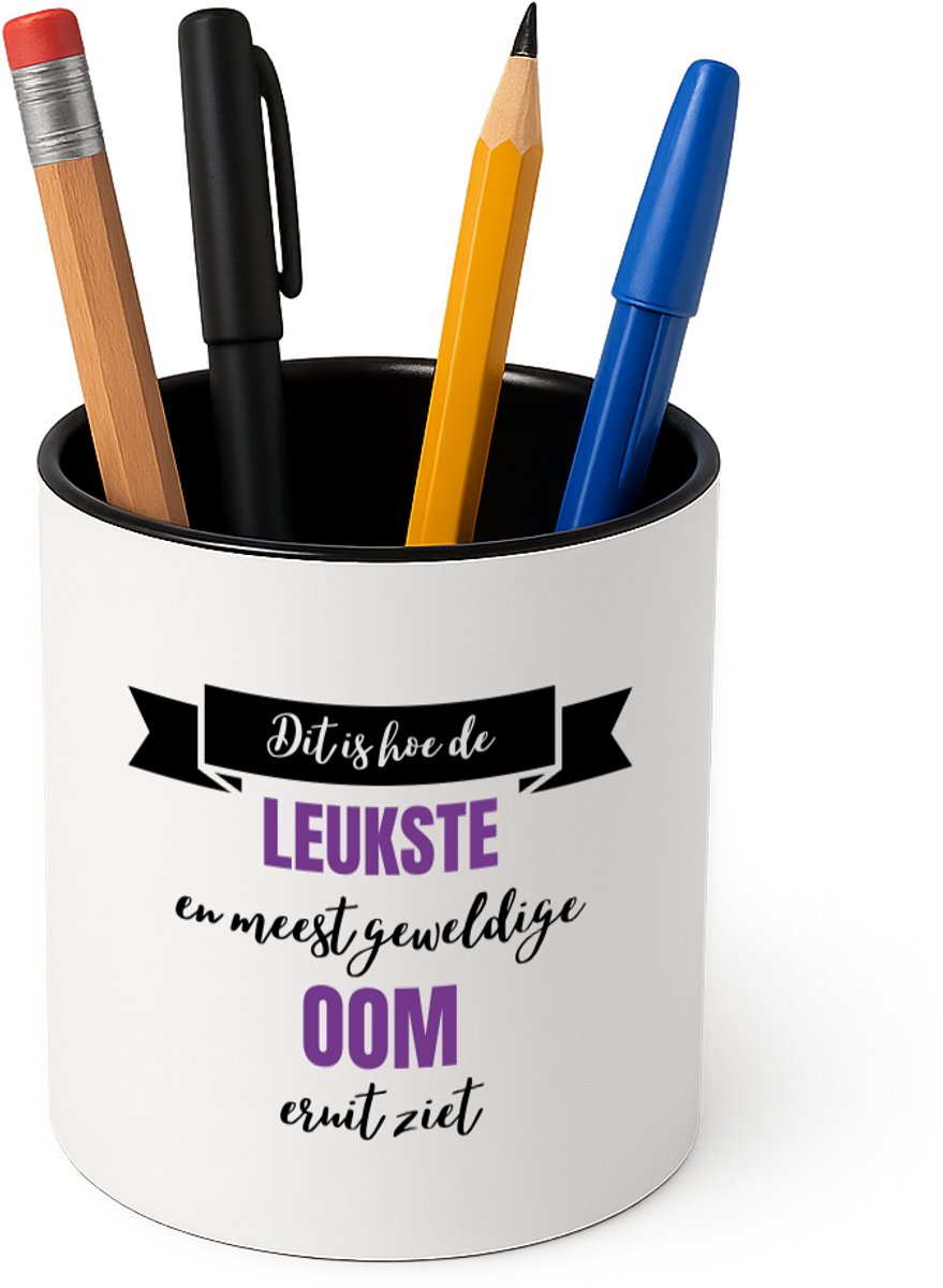 Hacebo® - Meest geweldige oom Pennenbakje - Oom - beste oom - pennenhouder - verjaardagscadeau - cadeau voor oom - kado - gift - Pennenbakje zwart