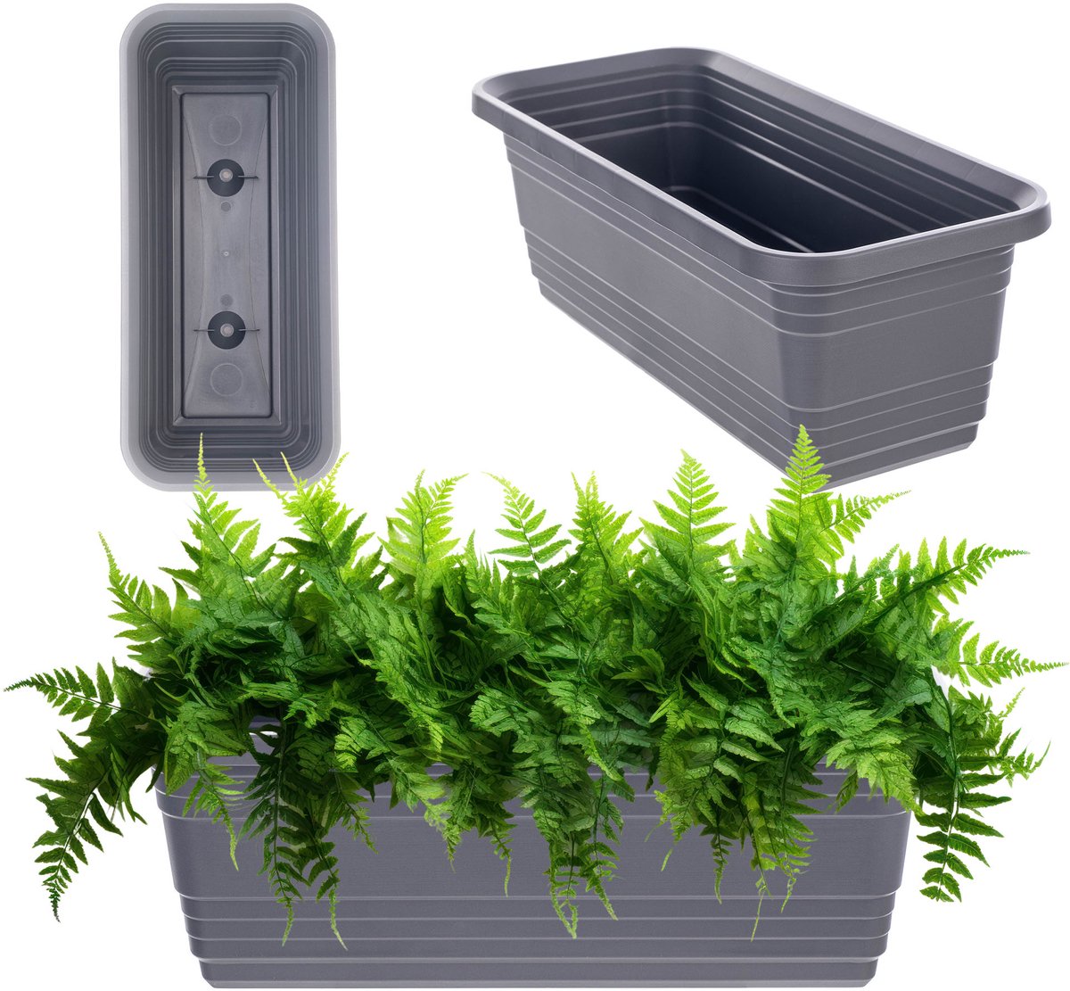 KADAX Wamat, 40 cm, antraciet, balkonpot van kunststof, weerbestendige plantenbak, bloempot, balustrade voor bloemen, kruiden en planten