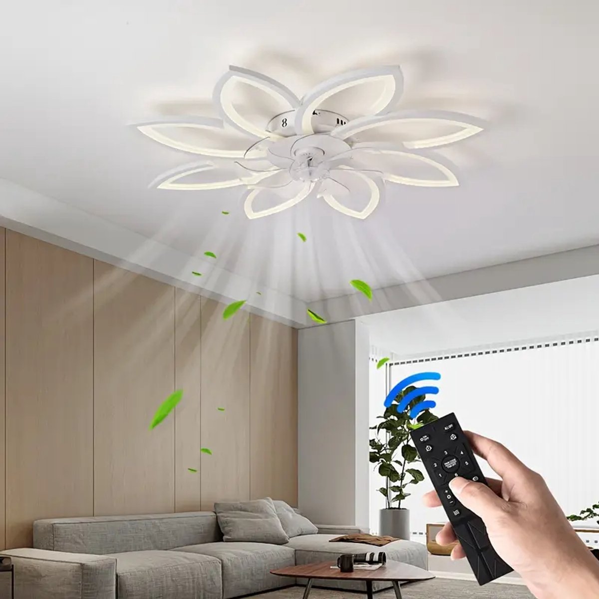 Equivera Plafonniere met Ventilator - Plafondventilator - Plafondventilator Afstandsbediening - Plafondventilator Slaapkamer - Plafond Ventilator met Verlichting - Plafondlamp - Plafonniere - Ideaal voor in uw slaapkamer!