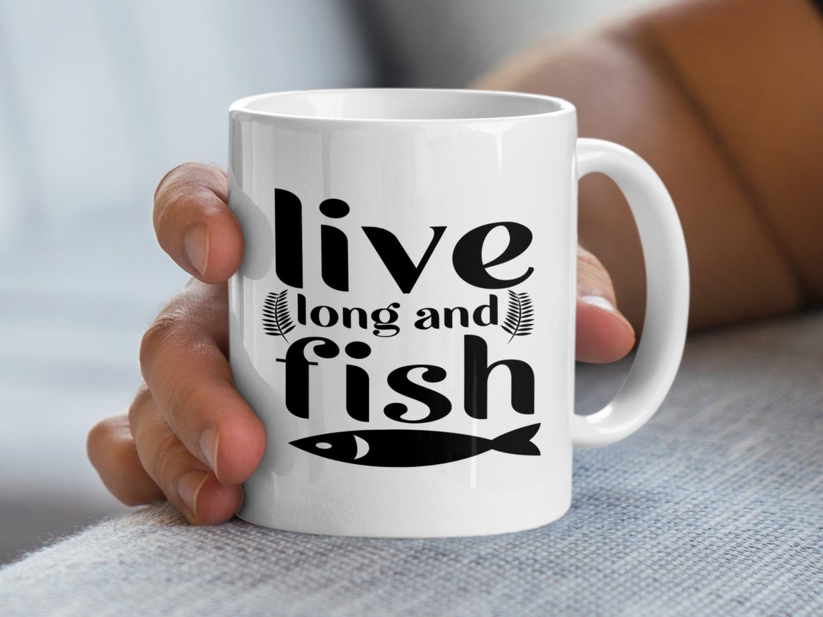 Live Long and Fish Mug, Visser Mok, Grappige Vis Mok, Cadeau Voor Vissers, Fisherman Gift, Fish Lover Coffee Mug