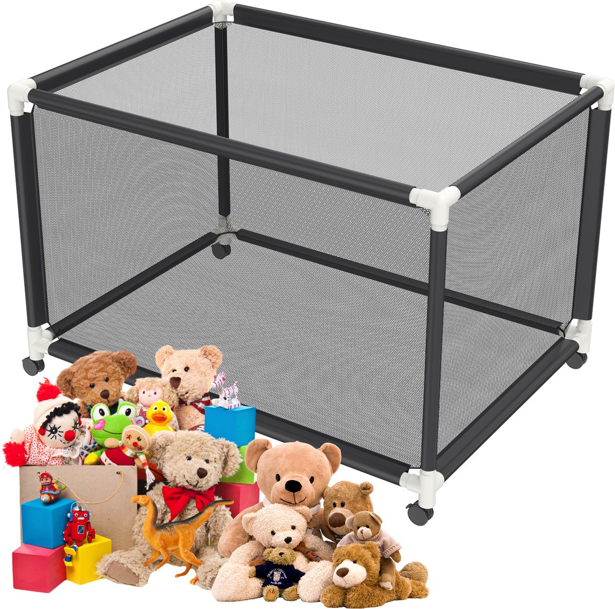 700L Opbergcontainer voor speelgoed - Sportartikelen Opbergwagen - Multifunctionele Organizer - Zwembad Opbergbox - van PVC-buis + ademend gaas - met Wielen