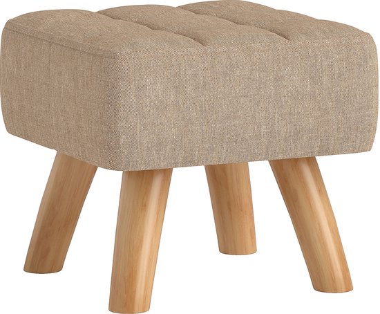 HOMCOM voetenbank - met bekleding - houten poten - bruin