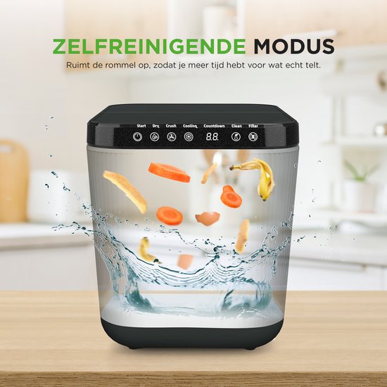 Elektrische keukencomposter, 3L slimme afvalkeukencomposter, compostbak voor thuis en in de keuken, aanrechtblad automatische voedselafvalcycler, verander afval in compost met één Red