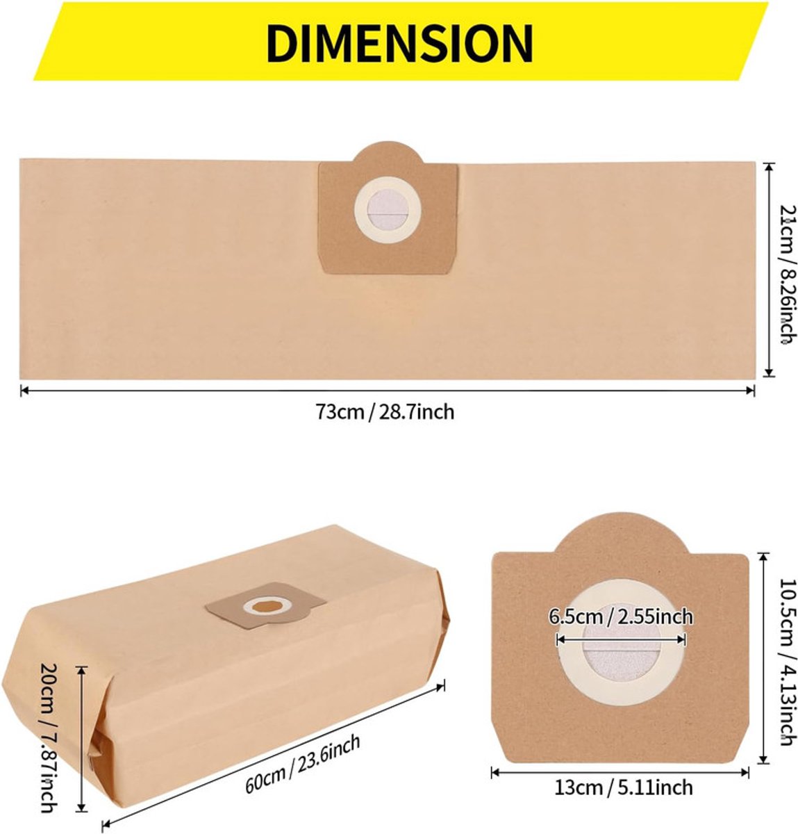 JeiibrZui 10 Stuks Stofzuigerzakken - Hochefficiënte 3-Laags Filter - Compatibel Met Kärcher WD3/WD4/WD6, Titan, Vacmaster & DeWalt - Voor Huishouden & Werkplaats