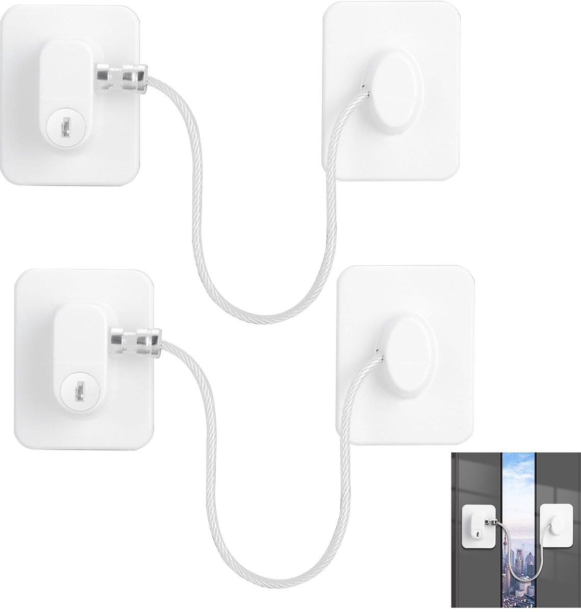 Image of 2-pack koelkastsloten, kindersloten zonder boren, raamsloten voor wasmachines, kasten, garderobekasten, toiletten, wijnkoelers en ramen