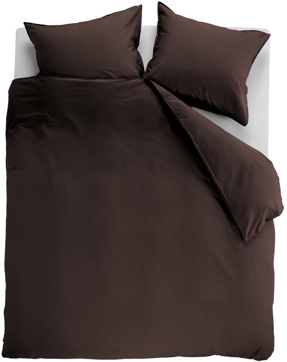 Ambiante Cotton Uni dekbedovertrek - Effen - Lits-Jumeaux XL - 260x200/220 cm - Bruin