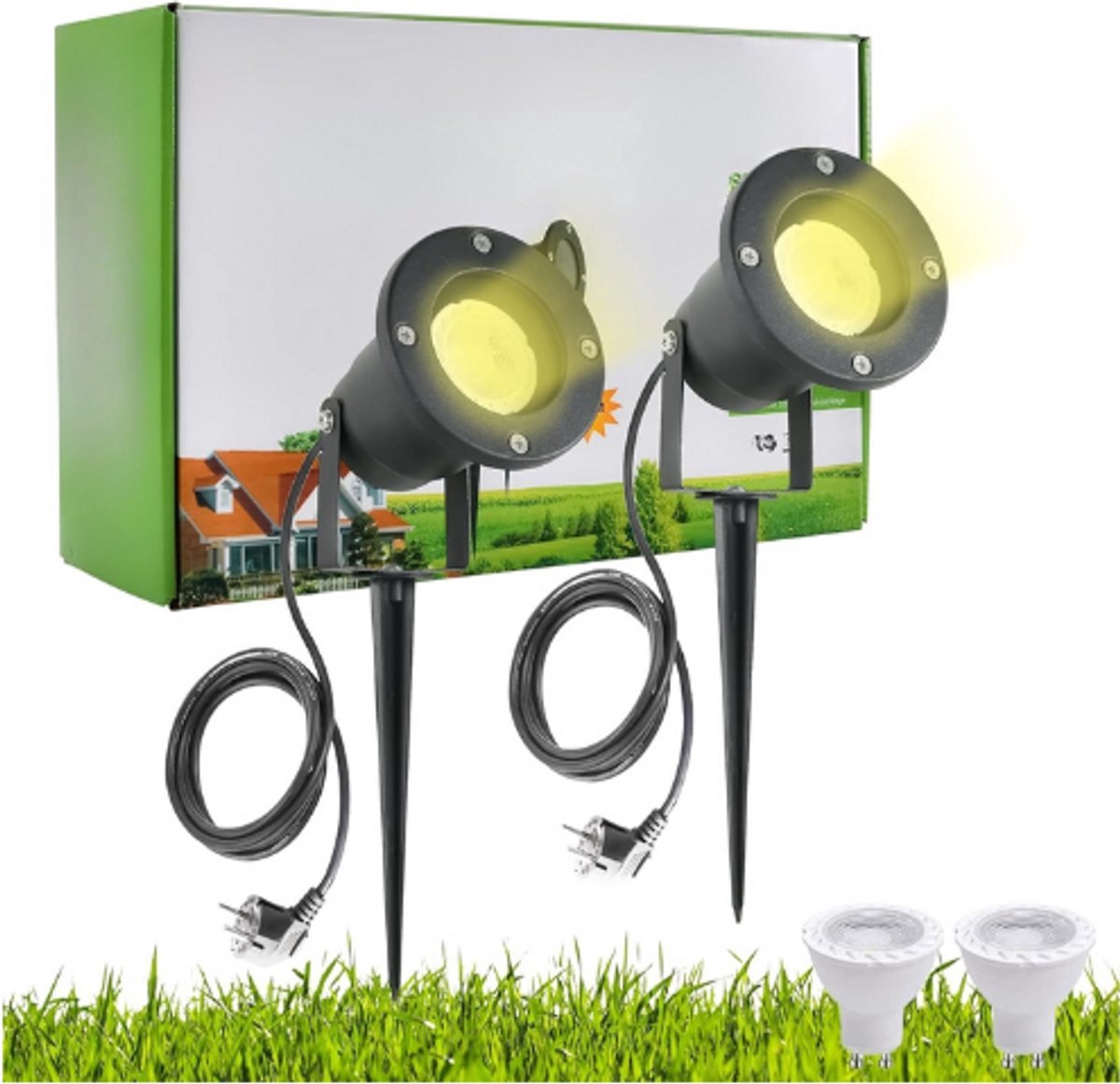 Thuys – Tuinspots Met Grondpen – 7W GU10 Warm Wit LED Tuinverlichting – Robuust Aluminium