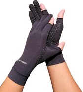 Gants de compression anti-rhumatismes KANGKA avec demi-doigts et antidérapants, taille L - Zwart