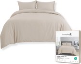 Dreamplush® Dekbedovertrek - Tweepersoons 240x220 cm - Lits Jumeaux - 100% Katoen - Beige - Inclusief Kussenslopen 60x70 cm - Zacht & Ademend Beddengoed