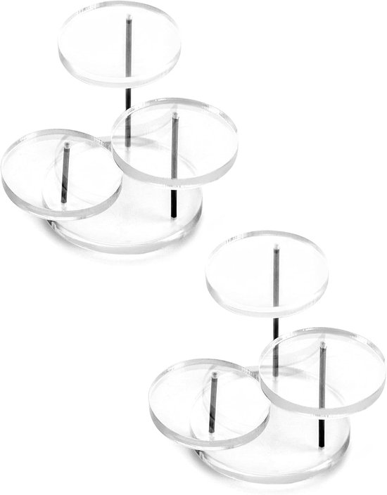 QWORK 3-laags Mini Acrylaat Displaystandaard – Ronde Opstapjes Voor Sieraden En Minifiguren (2 Stuks)
