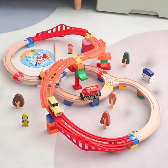 Houten spoorbaan - rail - adapter - verbinding - 24 stuks - railverbinders van kunststof - speelgoed - accessoires voor kinderen van 3 tot 7 jaar van Merkloos	 — afbeelding 5
