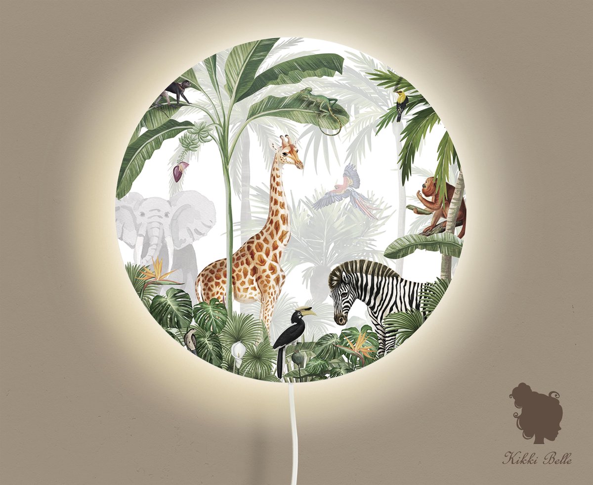 Wandlamp rond Jungle Jive Kikki Belle-sfeerverlichting-jungle-kinderkamer-giraf-zebra-woonaccessoires