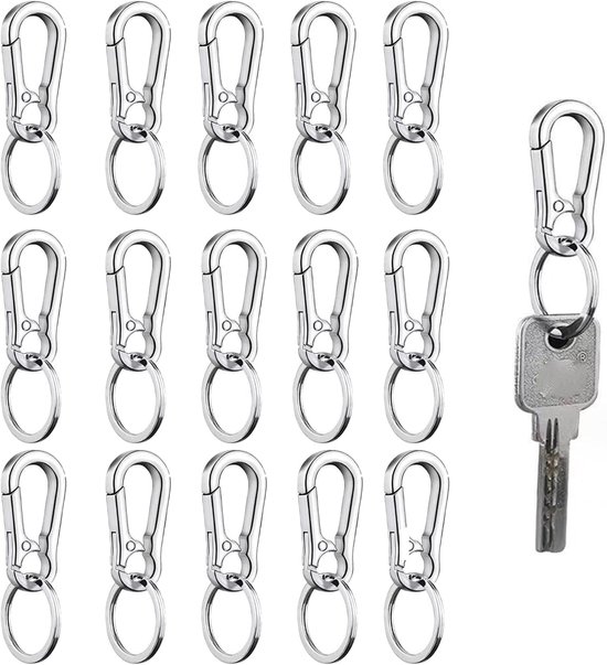 15 Pcs Sleutelhanger Ringen - Sleutelhangers - Carabiner Haken - Ideaal Voor Dagelijks Gebruik