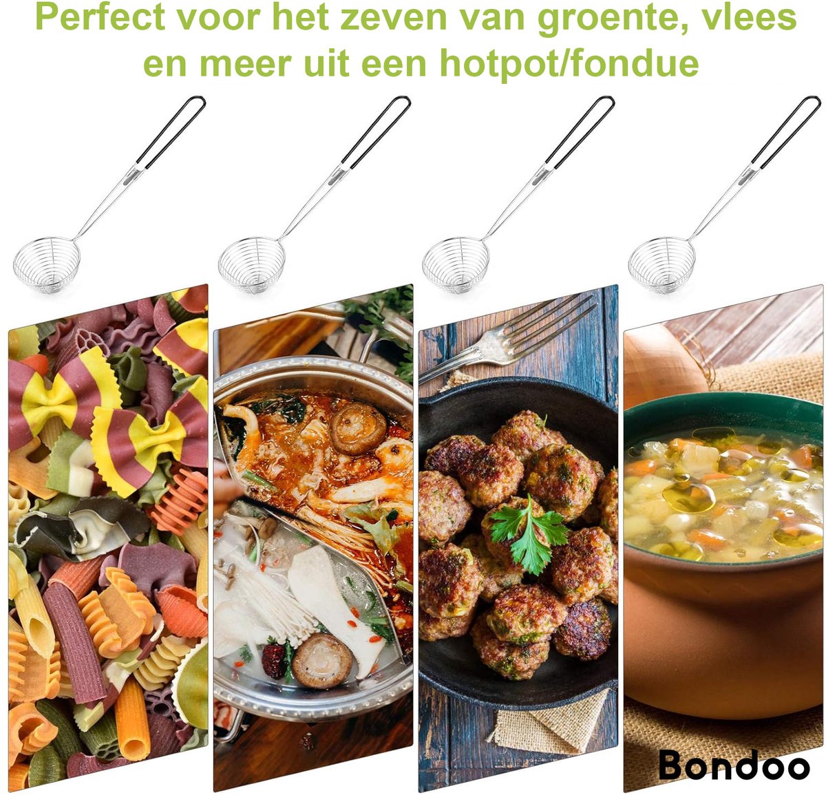 Fondue netjes voor Hotpot - Roestvrij staal - met handgreep - Ø6,5cm - los verkrijgbaar of als set van 4/6/8 stuks - Rood – foto 6
