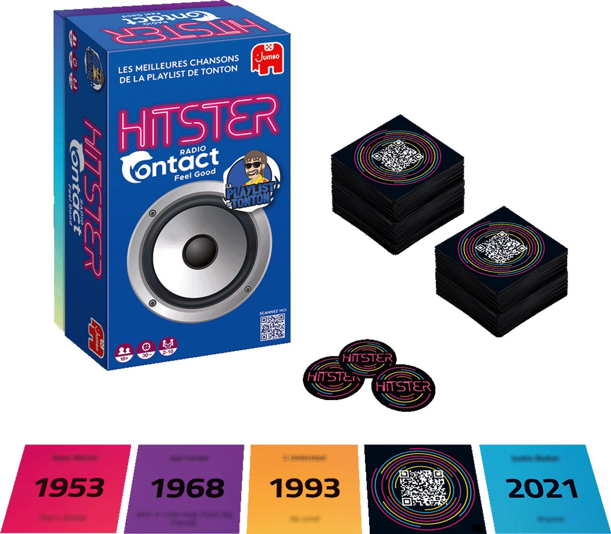 Jumbo - Hitster - Radio Contact (BE) - Partyspel - Franstalig Actiespel - Muziekspel voor volwassenen - 16+ jaar — cadeau in Partyspellen - foto 4