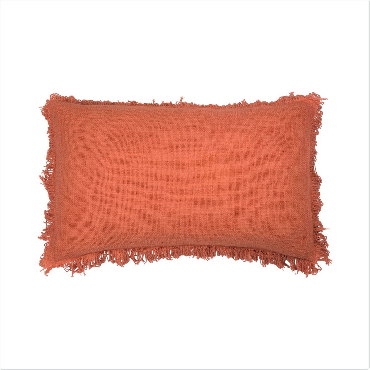 Linen & More Lioni Dark Peach Kussen | 30 X 50 | Sierkussen Voor Woonkamer Of Slaapkamer Oranje