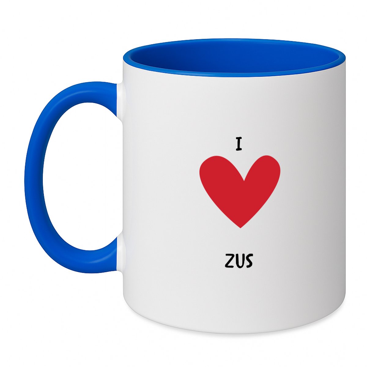 Hacebo® - Ik hou van mijn zus koffiebeker zee blauw - Zus - de liefste zus - thee mok - koffie beker - cadeau voor je zus - familie - hartje - love - koffiemok - 350 ML inhoud