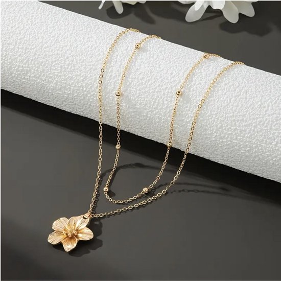 Collier - Élégant collier en acier inoxydable doré - Pendentif Vintage - Femme - Cadeau