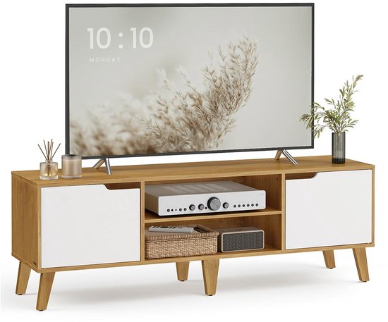 Vasagle Tv-meubel, tv-meubel met 2 deuren, tv-rek voor tv's tot 60, tv