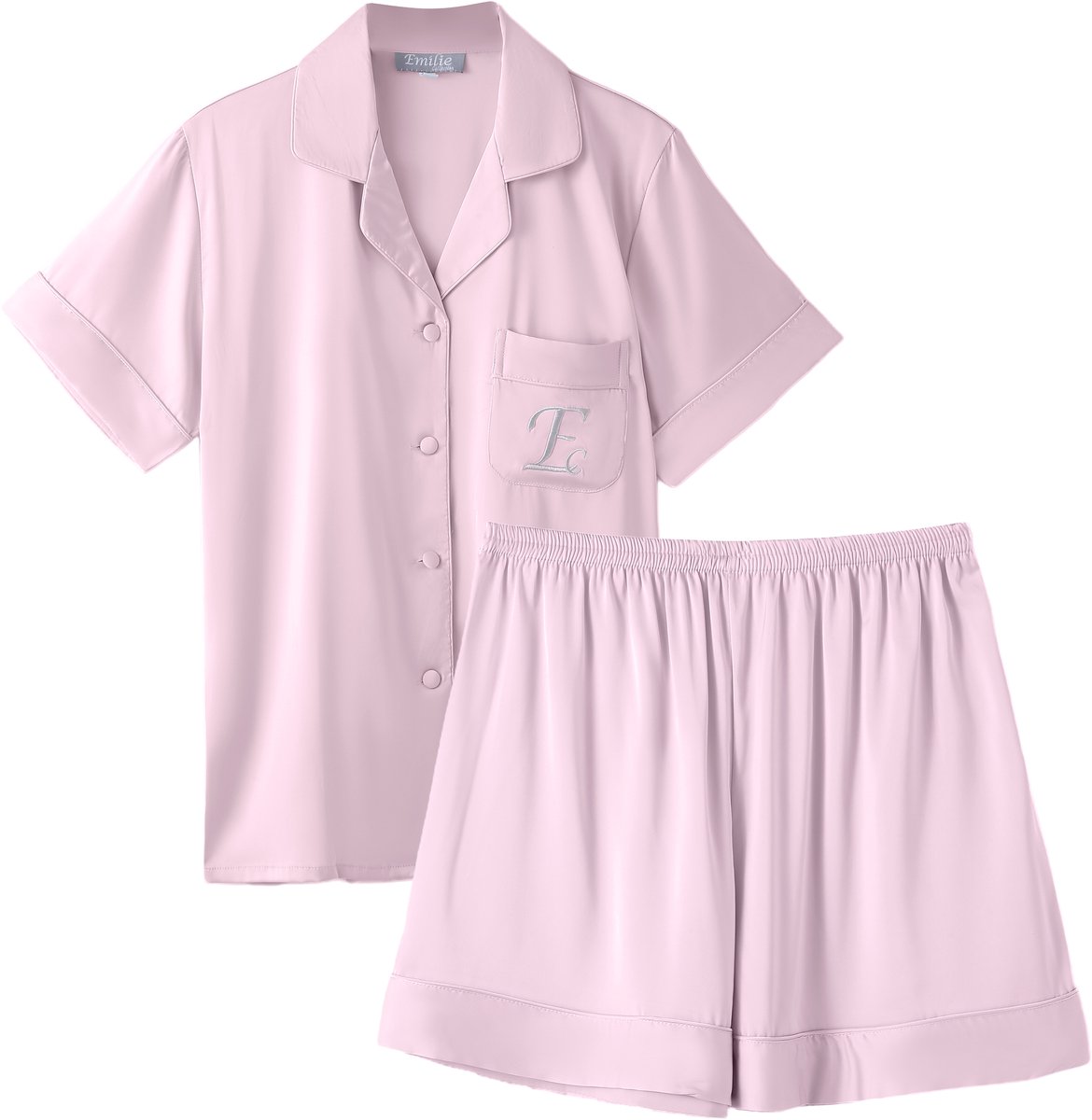 Emilie collection - Pyjama - shortama - roze - satijn - XL