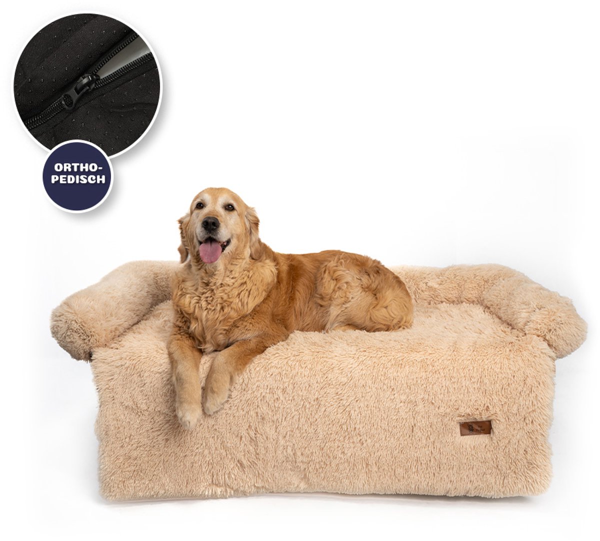 Pet Perfect Fluffy Hondendeken – Hondenkleed – Bankbeschermer – Orthopedisch –Wasbaar – Beige – XL